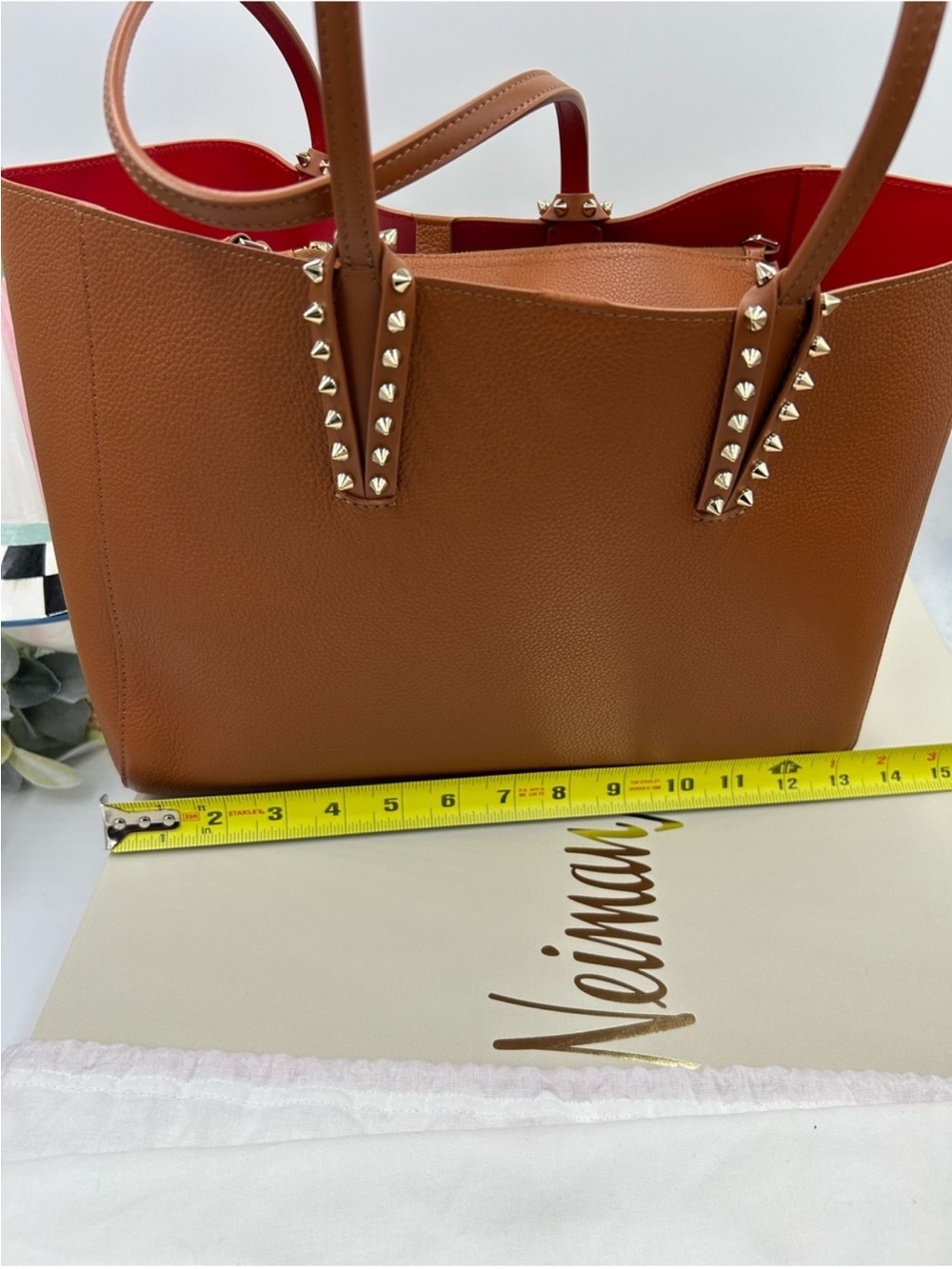 Christian Louboutin Cabata Brown Leather Tote with Red Interior - Picture 16 of 16
